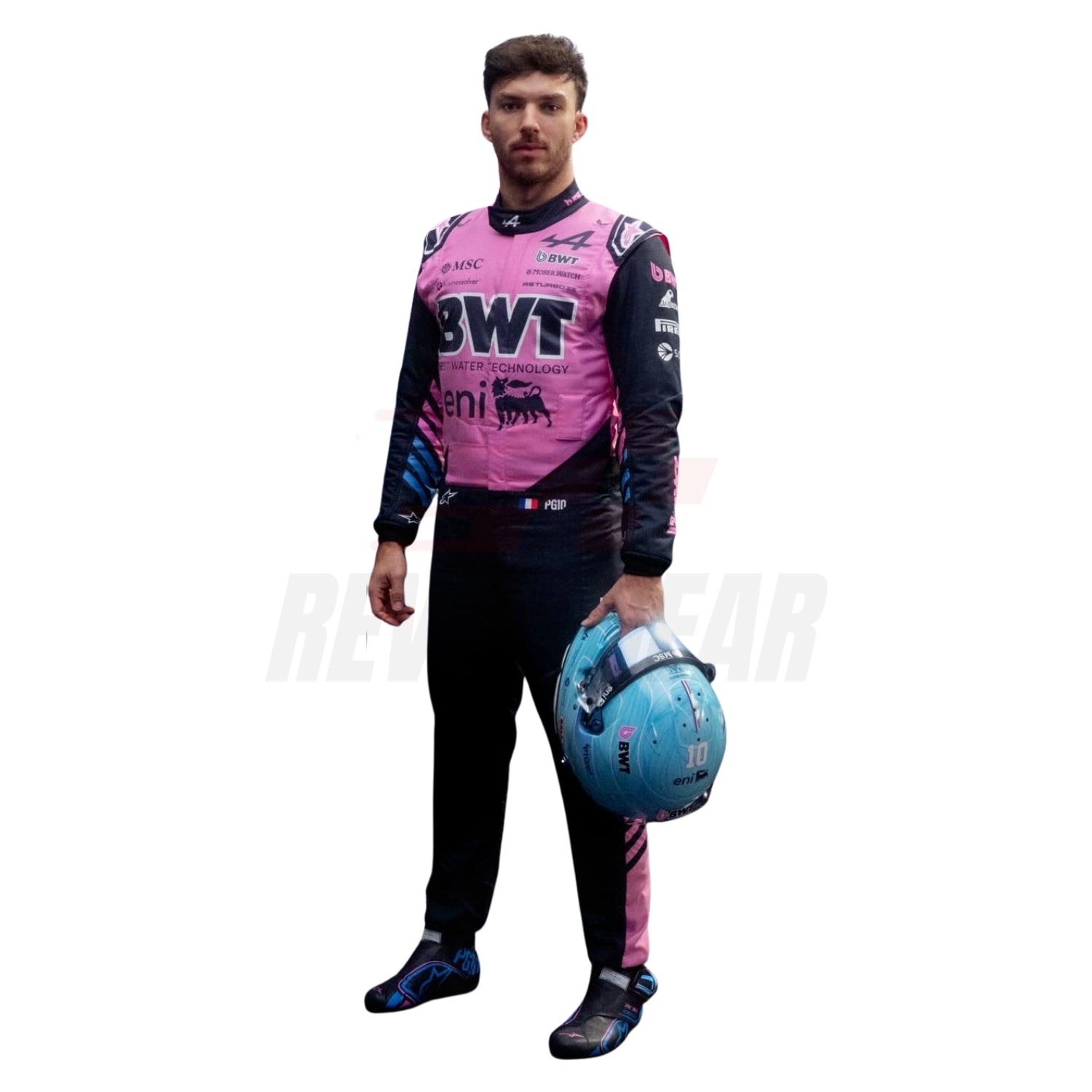 Pierre Gasly wearing 2026 F1 racing costume front view