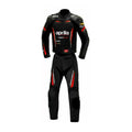 Aprilia Black and Red Leather Motorcycle Racing Suit