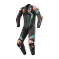 Atem V4 One-Piece Motorcycle Leather Racing Suit Black, Red, and Blue