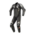 Atem V4 One-Piece Motorcycle Leather Racing Suit Black, White, and Grey