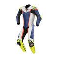 GP Tech V3 One-Piece Perforated Motorcycle Leather Suit Blue and White