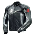 Grey Suzuki Hayabusa Motorbike Leather Racing Jacket