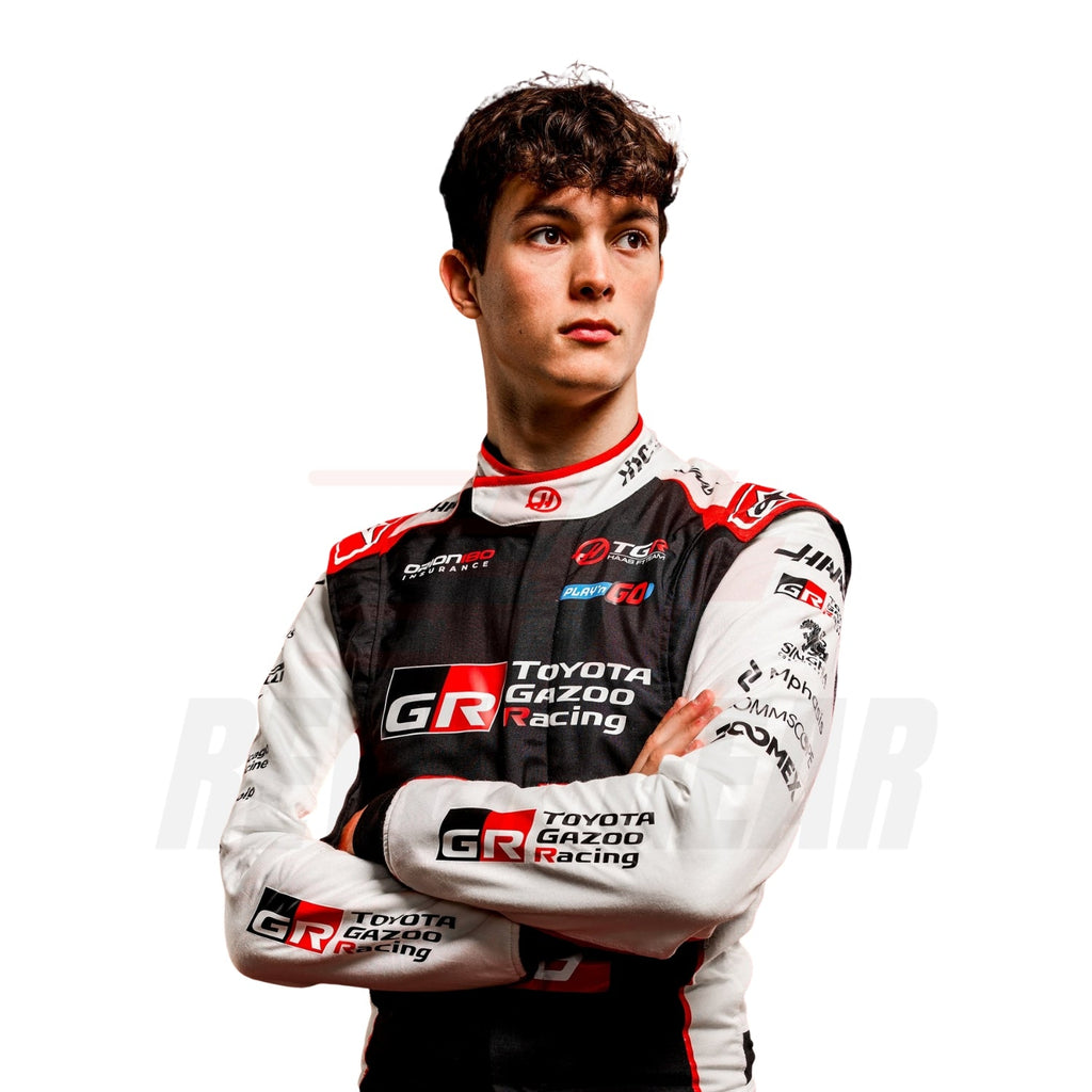 Close Up View of Oliver Bearman In 2026 F1 Racing Suit