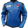 Suzuki GSXR Motorbike blue Leather Racing Jacket