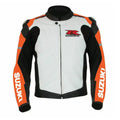 Suzuki GSXR Orange and White Motorbike Leather Racing Jacket