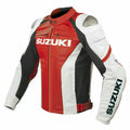 Suzuki GSXR Red and White Motorbike Leather Racing Jacket