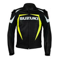 Suzuki Motorbike Racing Black And Yellow Leather Jacket