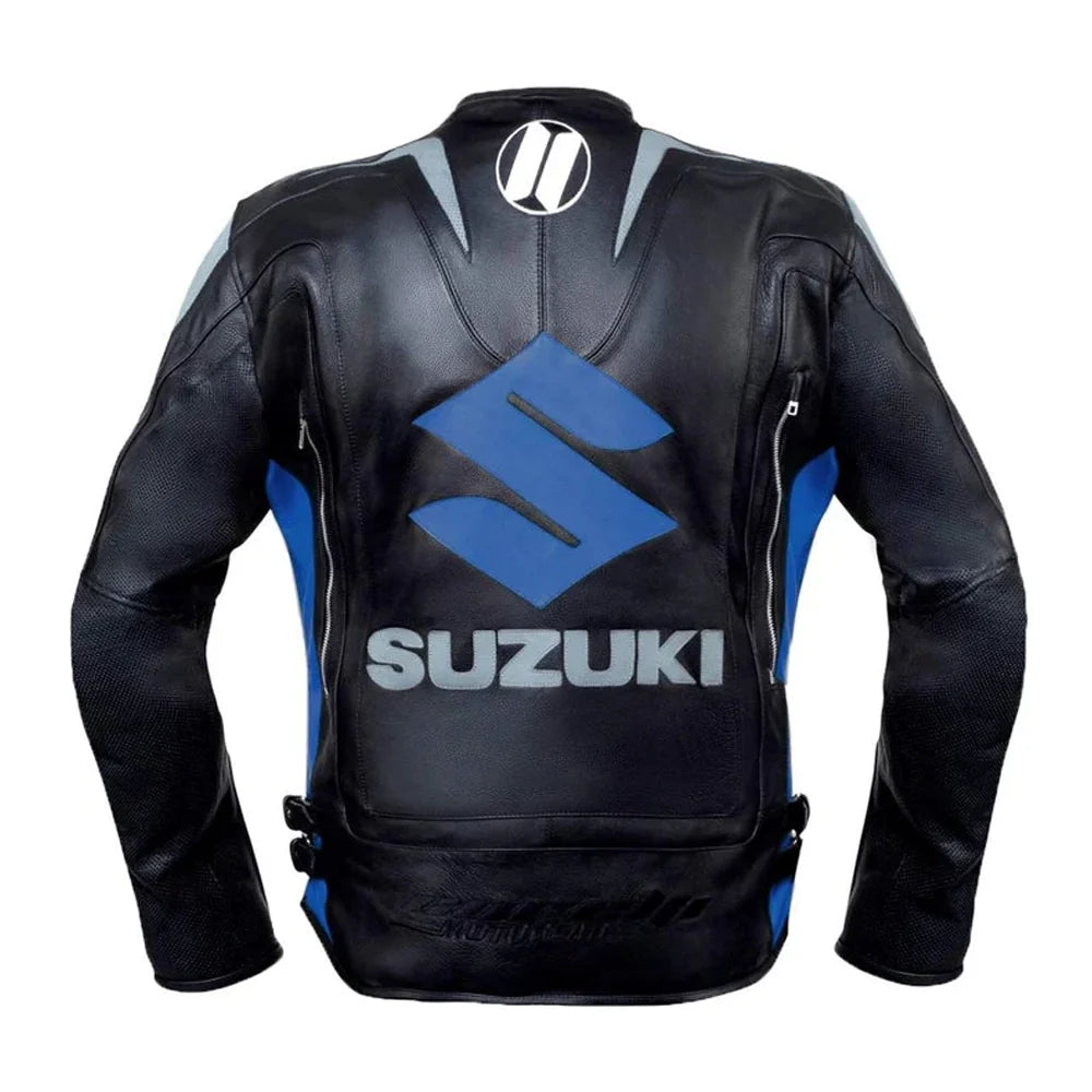 Suzuki Motorbike Racing Black Leather Jacket
