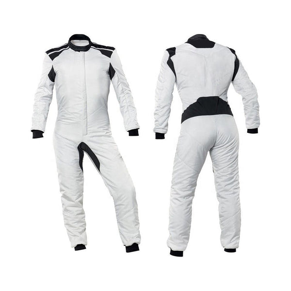 White Go-Kart Car Driver Racing Wear Costume