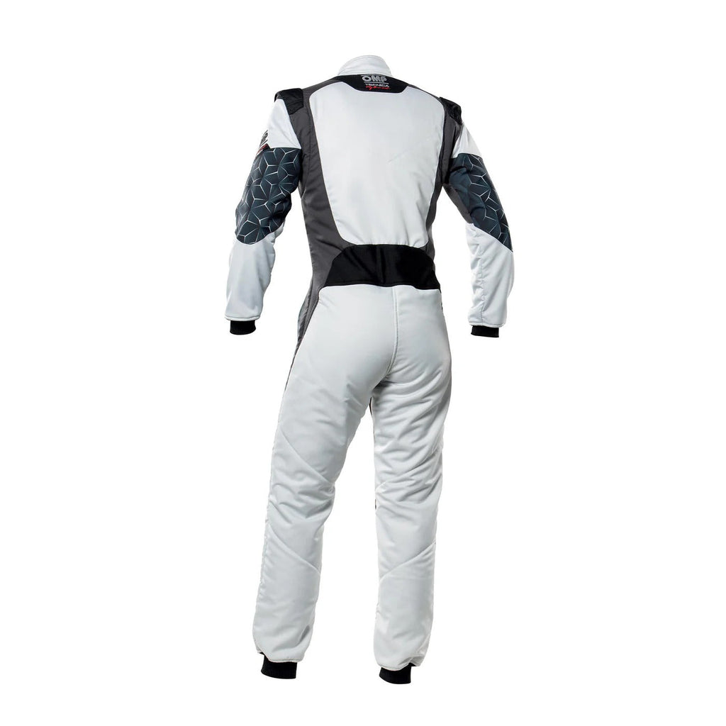 White OMP TECNICA HYBRID Racing Suit